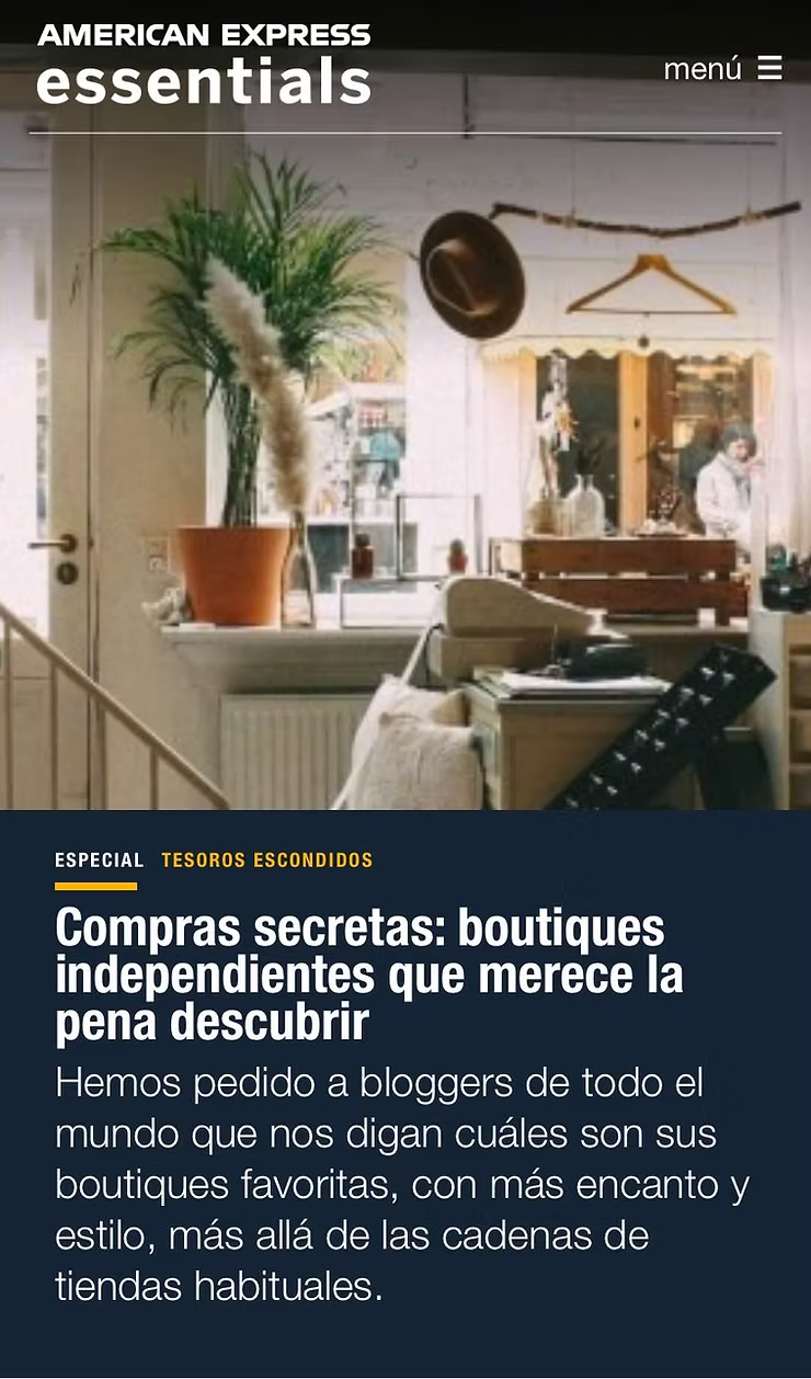 Tienda Larry reconocida por "American Express essentials".