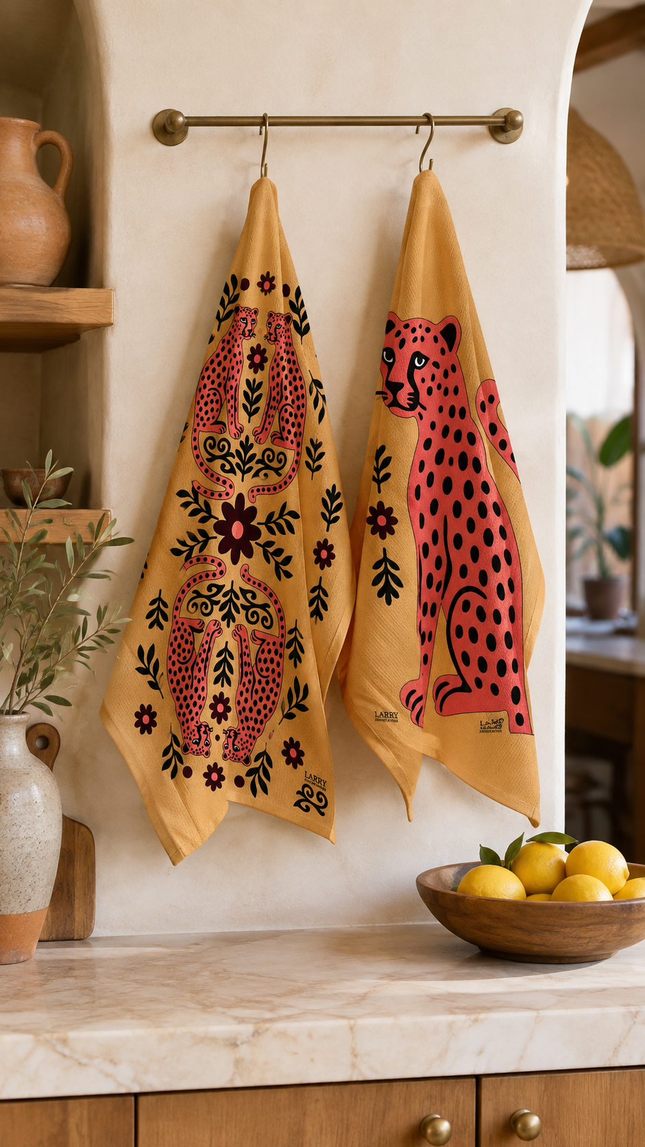 SET 2 PAÑOS DE COCINA LEOPARDO
