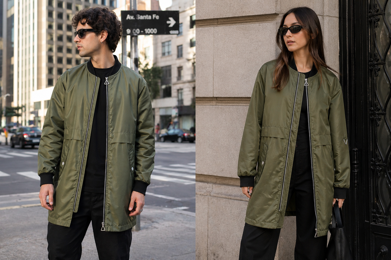 CHAQUETA LARGA VERDE
