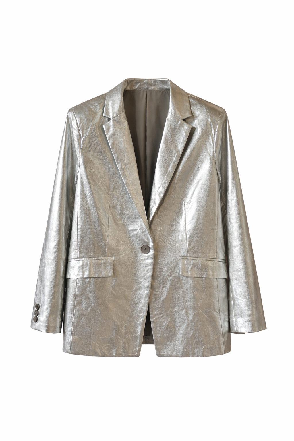 Chaqueta ecocuero plateada