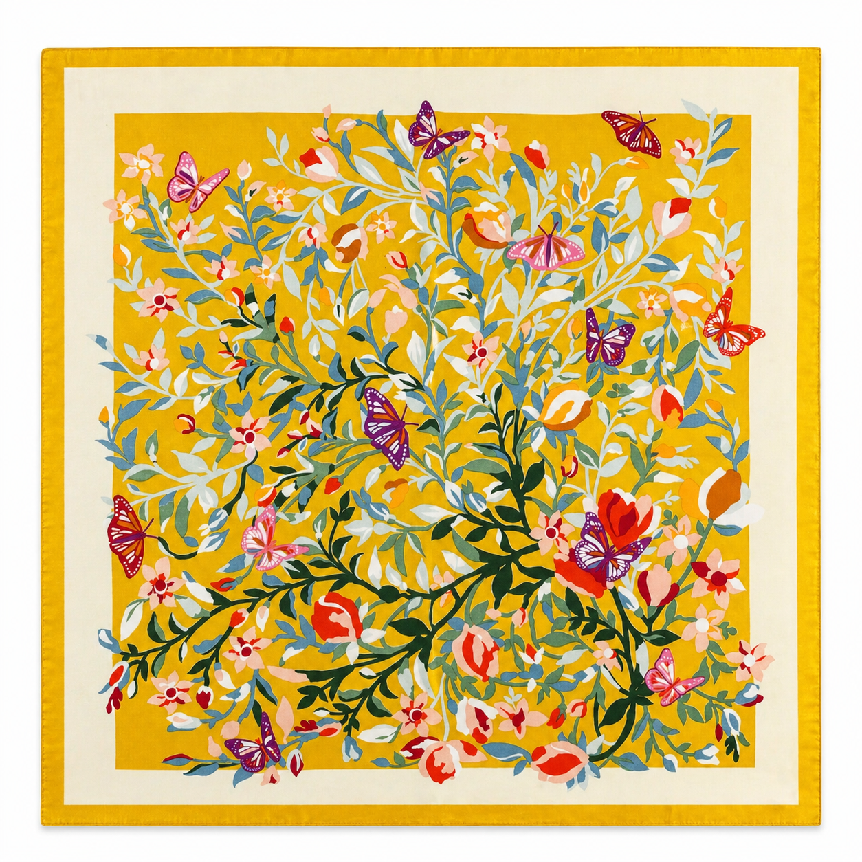 pañuelo flores borde amarillo