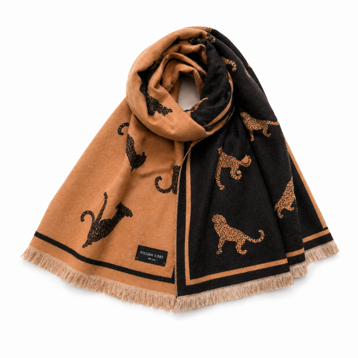 PASHMINA LEOPARDO NEGRO CAFE
