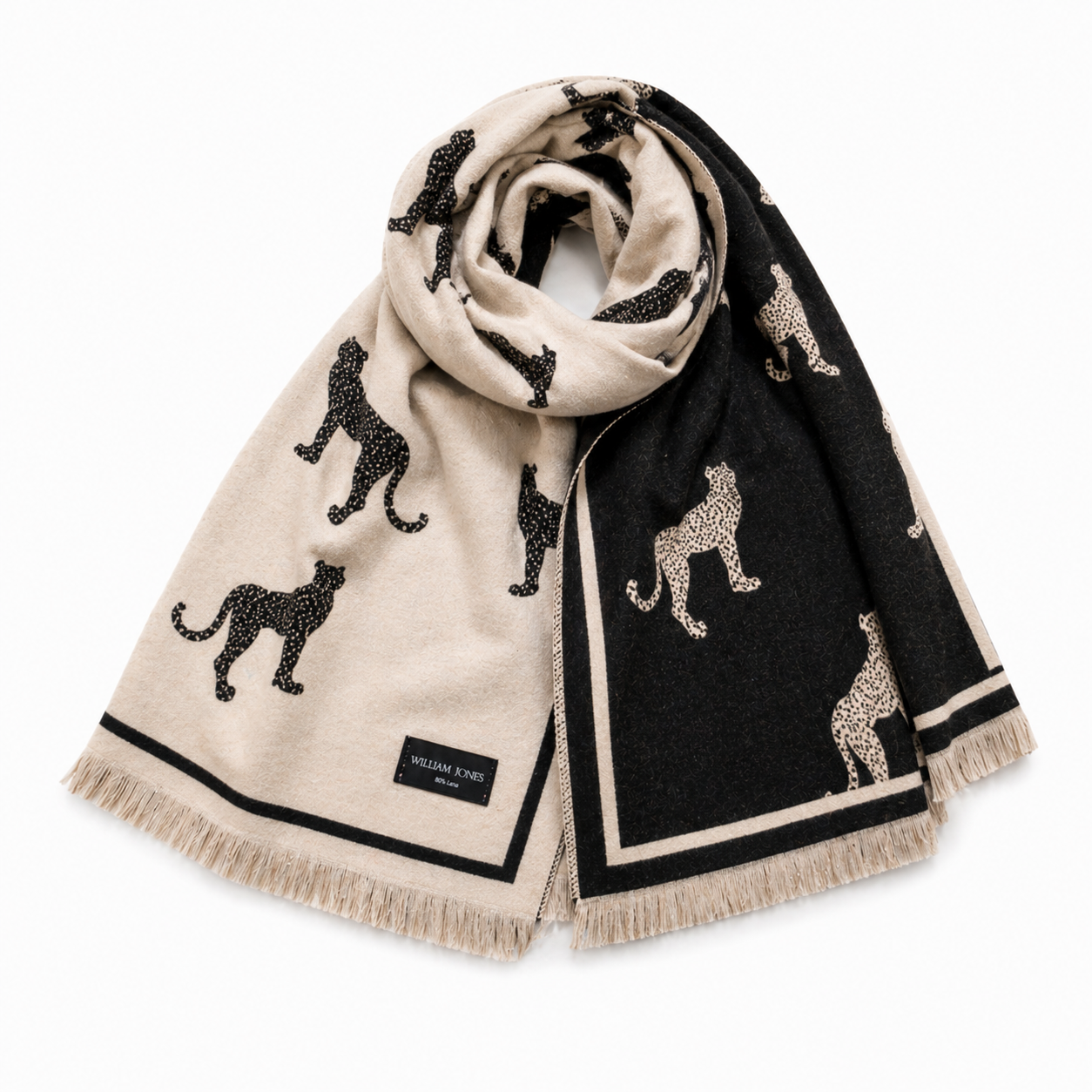 PASHMINA LEOPARDO BLANCO NEGRO