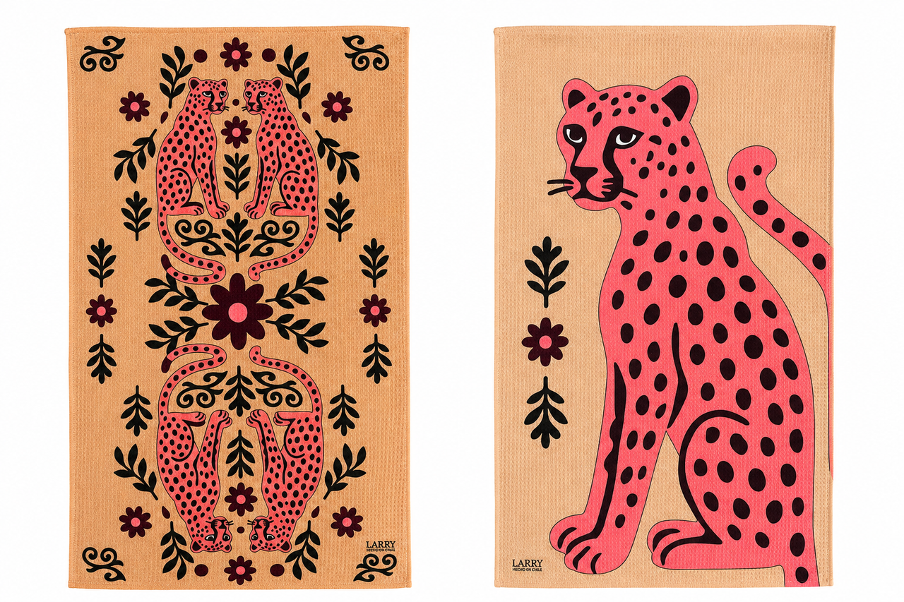 SET 2 PAÑOS DE COCINA LEOPARDO