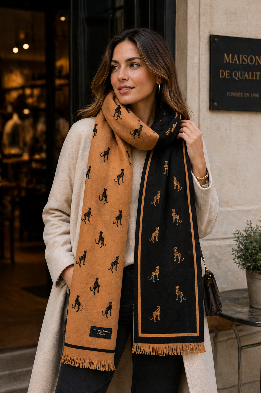 PASHMINA LEOPARDO NEGRO CAFE