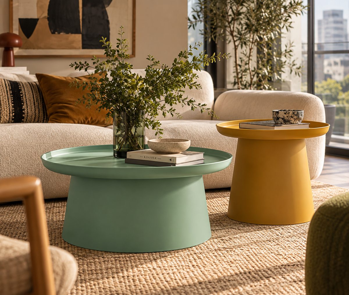 MESA DE CENTRO NIDO Ø70CM COLOR VERDE