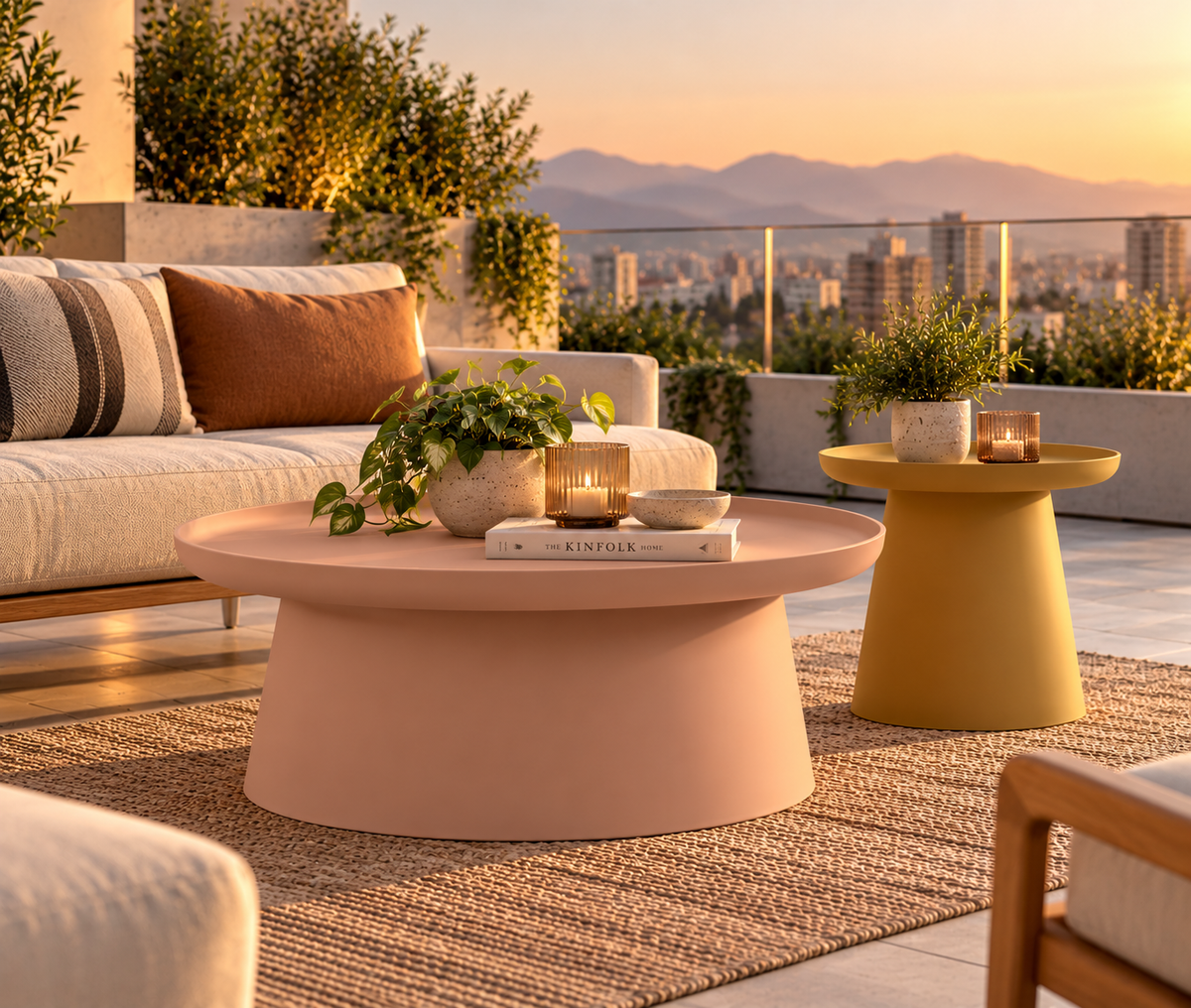 MESA DE CENTRO NIDO Ø70 CM COLOR ROSA