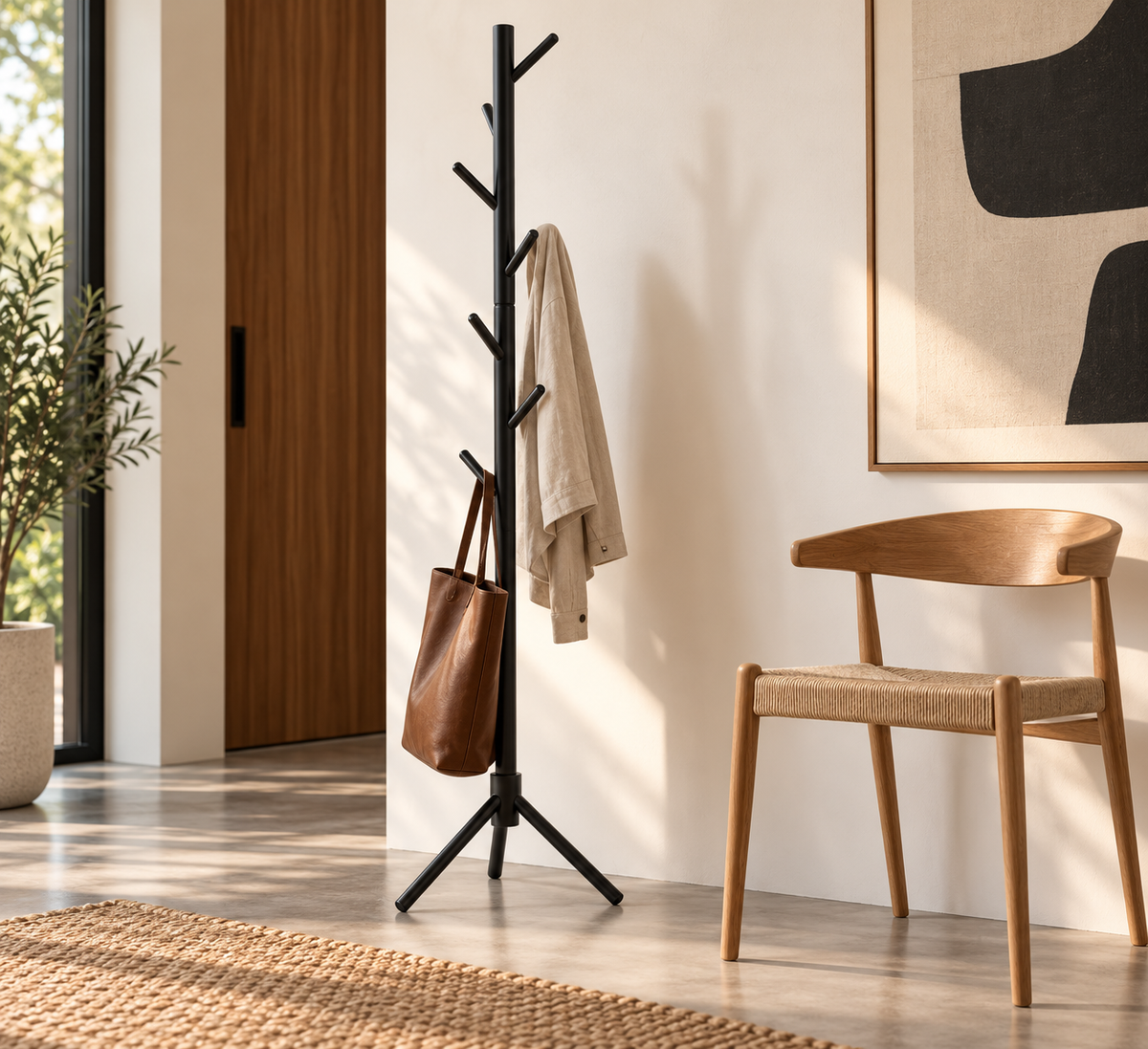 PERCHERO COLGADOR DE MADERA HAYA COLOR NEGRO