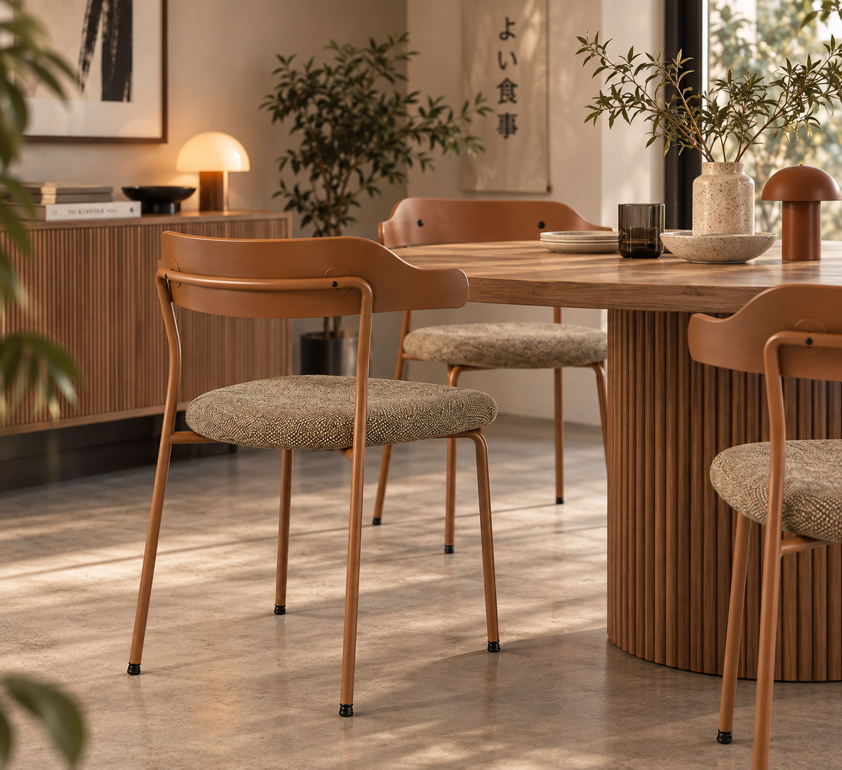 SILLA TRINIDAD DARK ORANGE CON ASIENTO COLOR MOKA