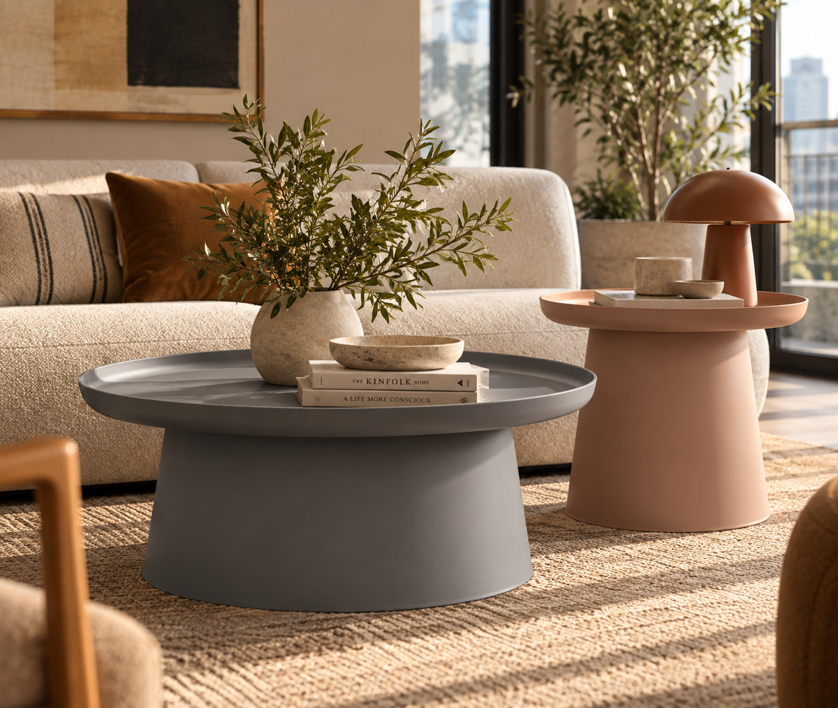 MESA DE CENTRO NIDO Ø70 CM COLOR GRIS