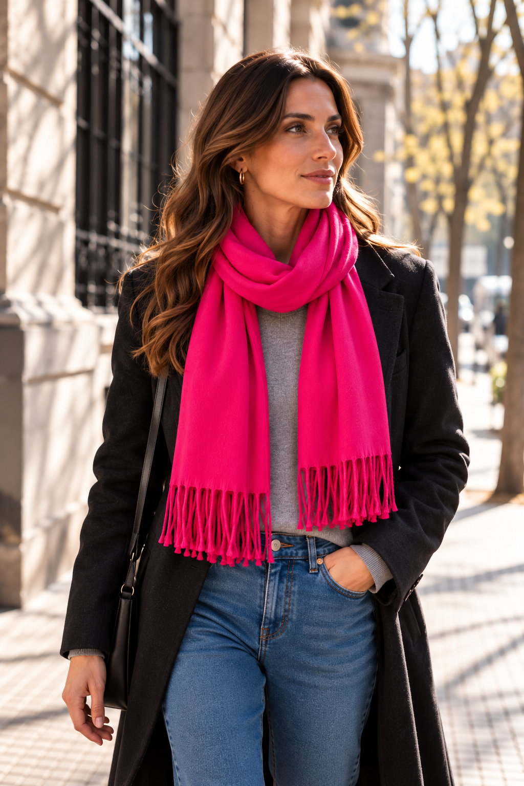BUFANDA COLOR LISO FUCSIA