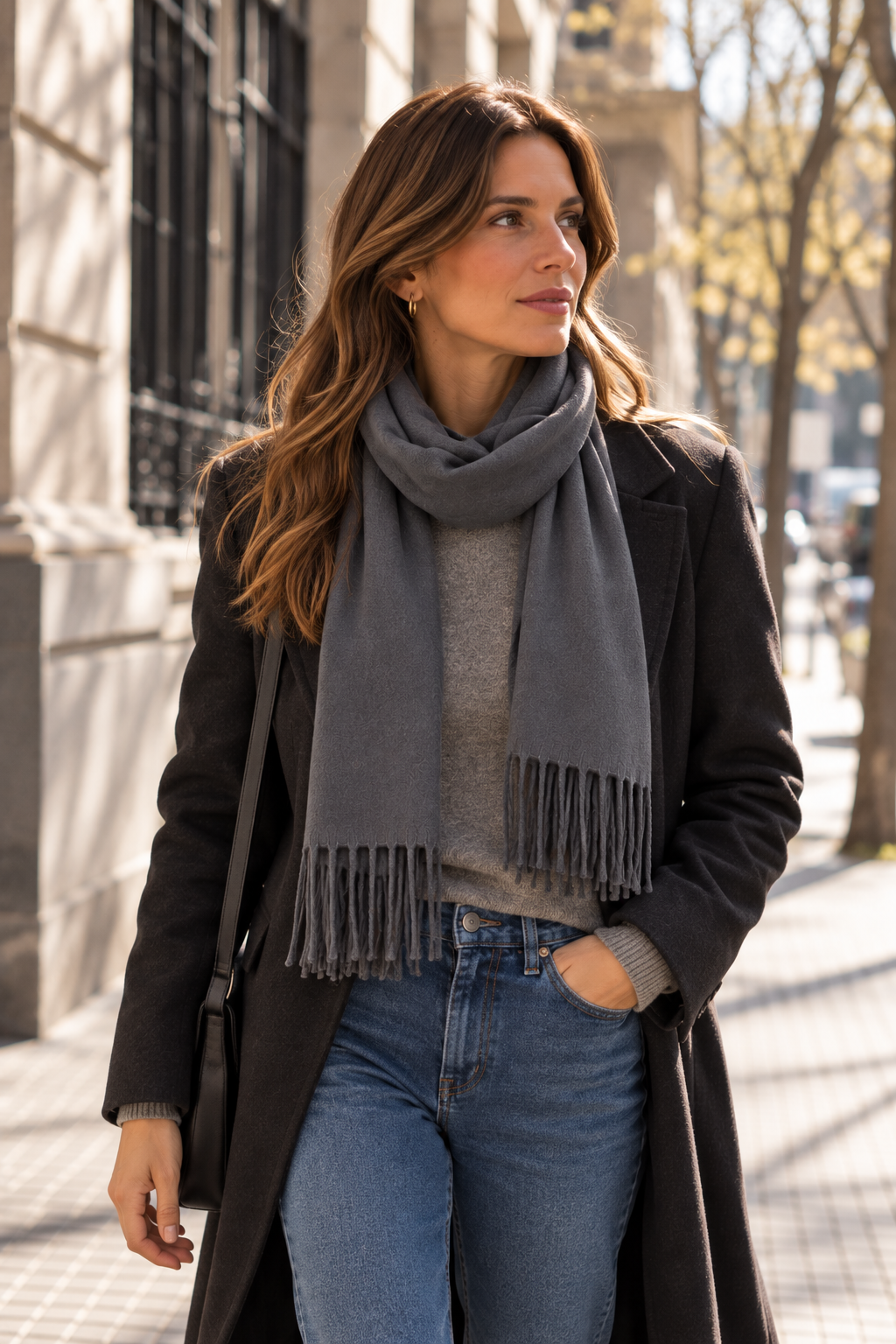 BUFANDA COLOR LISO GRIS